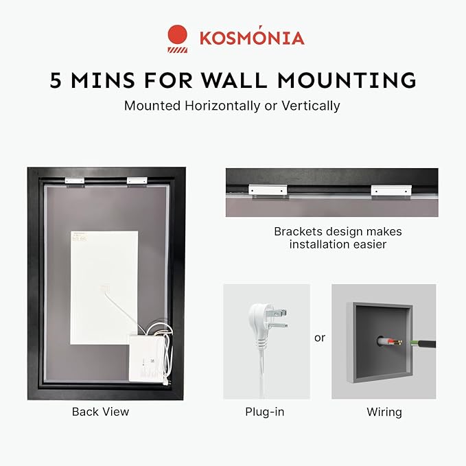 24x32'' LED Bathroom Mirror w/Light, Aluminum Frame, Dimmable Front & Backlit, Anti-Fog, Distortion Free, Light Memory, Tempered & Shatter-Proof Wall Mounted Vanity Silver Coating Mirror