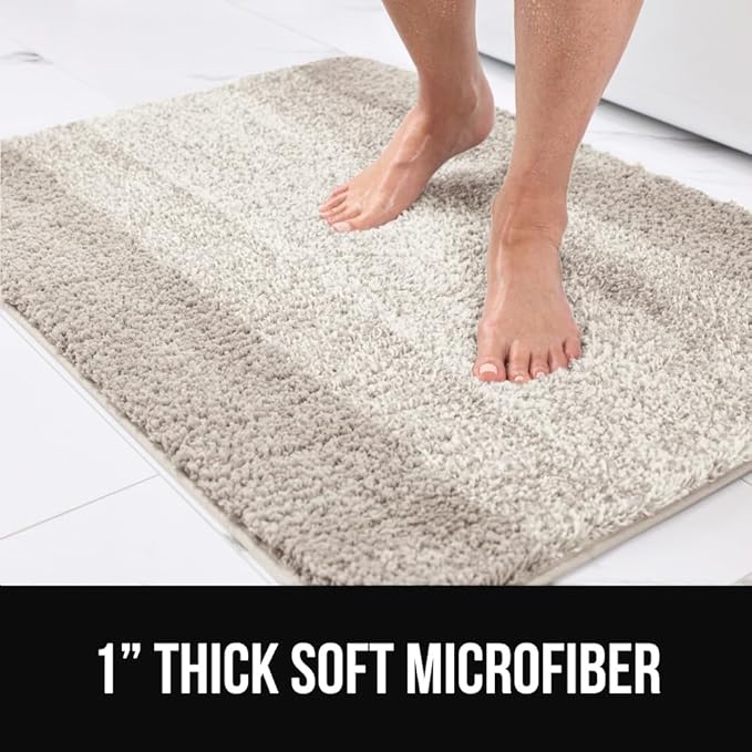 GORILLA GRIP Ultra Soft Plush Bathroom Rugs with Textured Rubber Backing, Absorbent Quick Dry Bath Mat, Machine Washable Shower Mats, Home Décor Accessories Bathmat Rug Essentials, 24 x 16 Beige