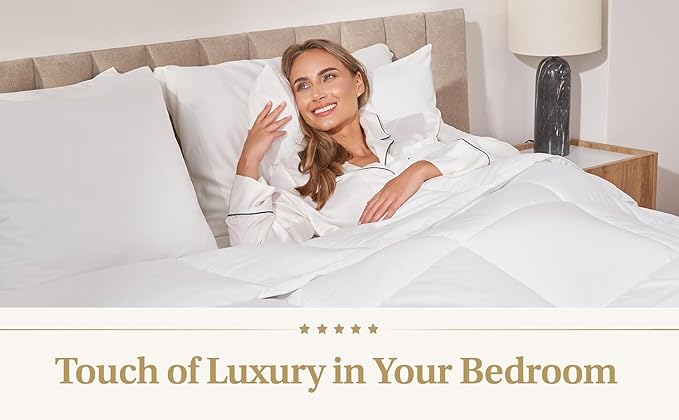Lavish Comforts® Down Alternative Oversized Queen Comforter - Extra Fluffy Duvet Insert, Hotel Queen, Puffy Thick All Season Premium Cooling Comforter - White 102 x 86