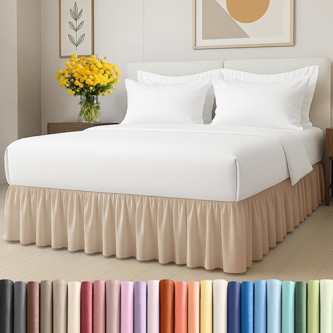 Bedskirt Twin Size Ruffle - 12 inch Drop Dust Ruffle Bed Skirt with Platform - Ultra-Soft, Easy Fit, Premium Hotel Quality - Wrinkle, Fade & Shrink Resistant - for Women, Men, Kids and Teens - Cream