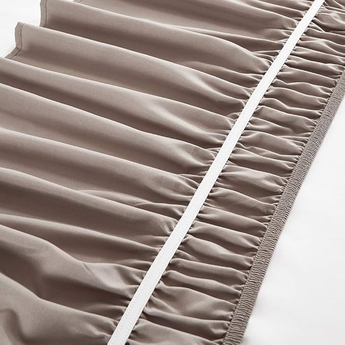 MEILA Wrap Around Bed Skirt Three Fabric Sides Elastic Dust Ruffled 24 Inch Tailored Drop,Easy to Install Fade Resistant-Taupe, Queen/King