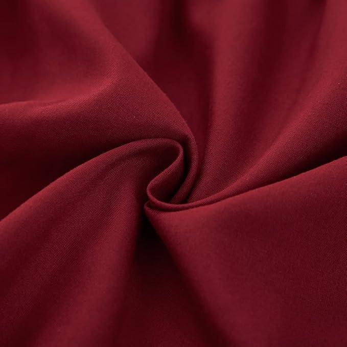 MEILA Wrap Around Bed Skirt Three Fabric Sides Elastic Dust Ruffled 18 Inch Tailored Drop,Easy to Install Fade Resistant-Burgundy, Twin/Full