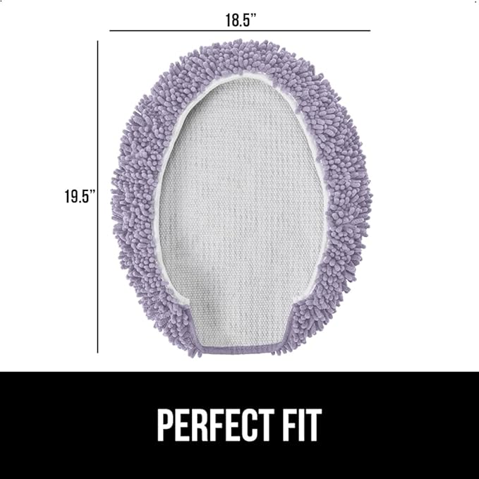 GORILLA GRIP Soft Chenille Bathroom Toilet Lid Cover, Machine Washable Seat Covers, 19.5x18.5, Stays in Place Rubber Backing, Fits Most Round, Elongated and Oblong Lids, Accessories Decor, Lt Purple