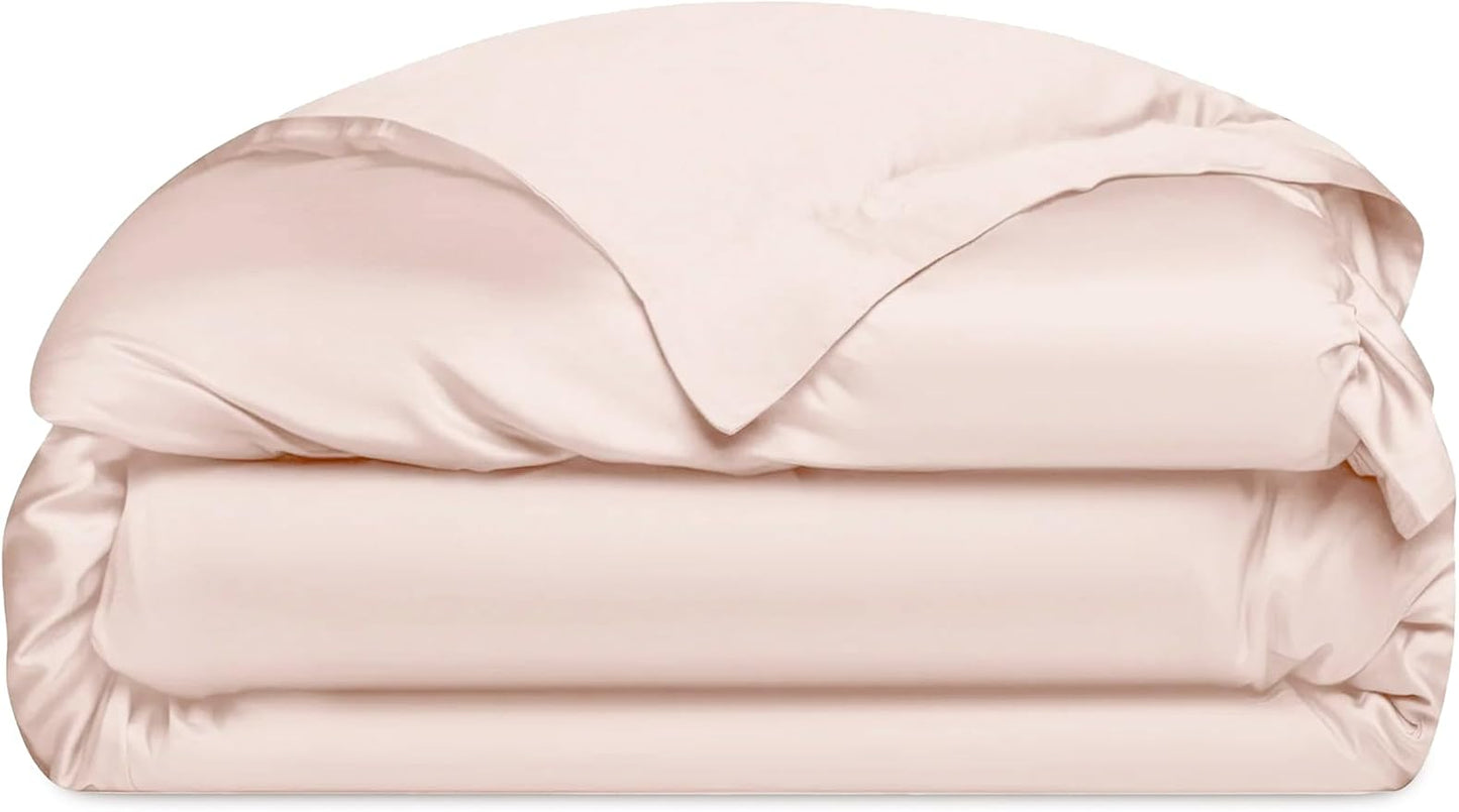 Cozy Earth Luxury Duvet Cover Queen - 100% Viscose from Bamboo - Ultra-Soft, Cooling & Lightweight Duvet Cover - Temperature-Regulating Bedding with Concealed Zip & Interior Snap Closures - Peony