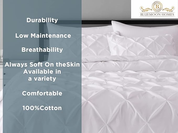 Egyptian Cotton Duvet Cover Queen Size Pinch Pleated 800 Thread Count Full Size Quilt Cover, Silky Soft with Hidden Zipper Closure and 7 Corner Ties 100% Egyptian Cotton Duvet Cover 1 Piece (Blush)