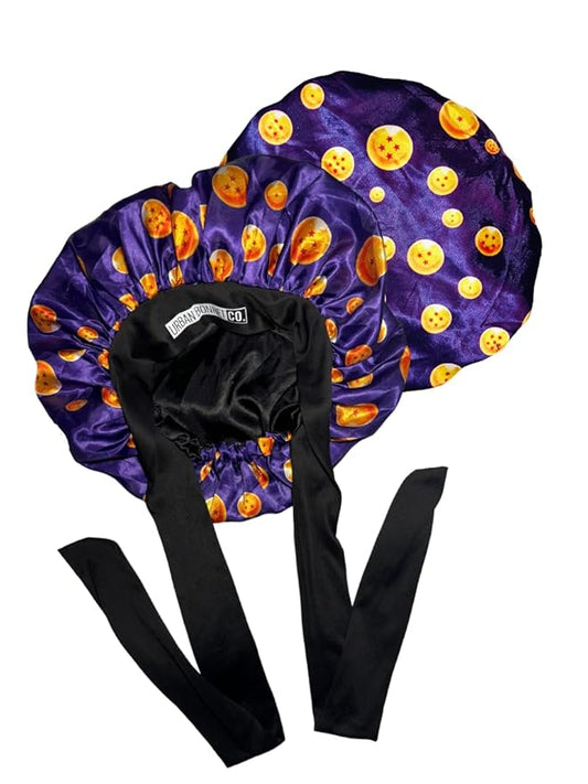 Premium Non Slip Hair Bonnet for Men Satin Curly & Dreadlocks Wrap Silk Double Layer Sleeping & Shower Cap Anime Soft Band (Gold Stars)