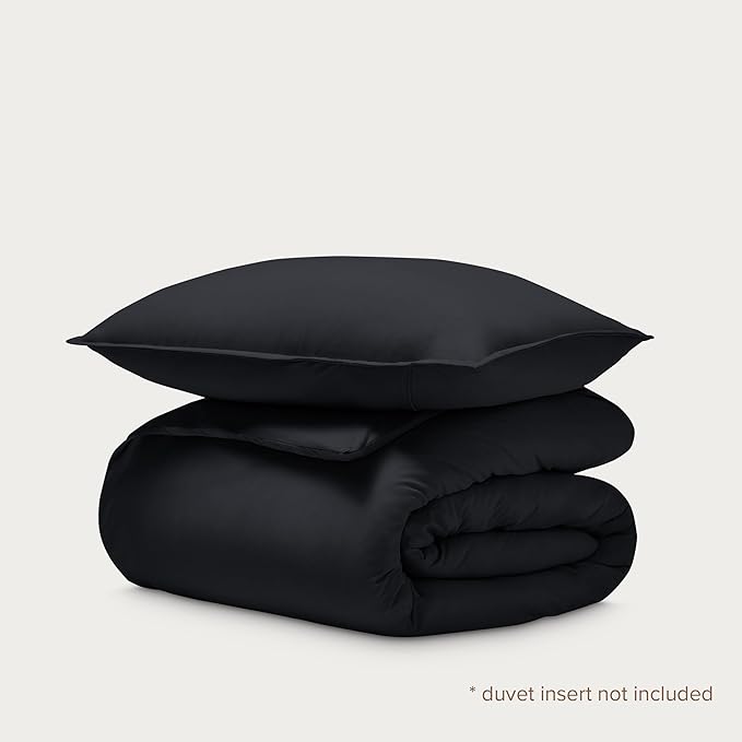 Bare Home 100% Organic Cotton Jersey Duvet Cover Set - Twin/Twin XL Size - Ultra Soft - 100% Cotton - 2pcs - Corner Ties - Button Closure - Bedding Duvet Cover & Pillow Shams (Black)