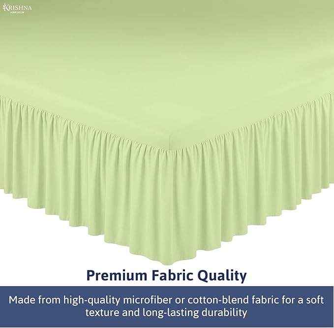 KRISHNA Ruffled Bed Skirt with Split Corners King, 100% Microfiber Hotel Quality, 10 Inch Drop Dust Ruffle Gathered Bedskirt with Platform, 78" x 80", Sage