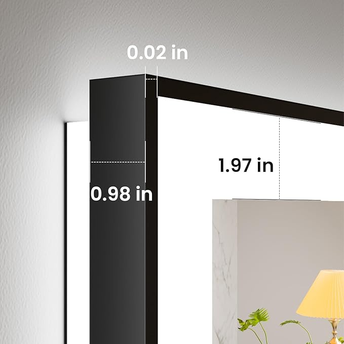 Amorho 28"x 32" LED Bathroom Mirror with Black Frame, Front Light and Backlit(Controlled Separately), Stepless Dimmable, Anti-Fog, Shatter-Proof, 3 Colors, Memory
