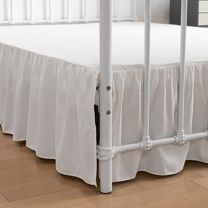 Bed Skirt Full Size Ruffled Bed Skirts with Split Corners, 22 Inch Drop Dust Ruffle Bed Skirt with Platform, Ivory, Full - 22" Drop