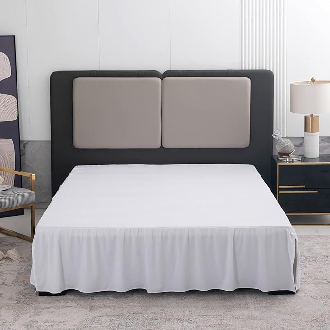 TSUTOMI Bed Skirt Full Size Ruffled Bed Skirt with Split Corners, 16 Inch Drop Dust Ruffle Bed Skirts with Platform, Gathered Style, 100% Microfiber, White