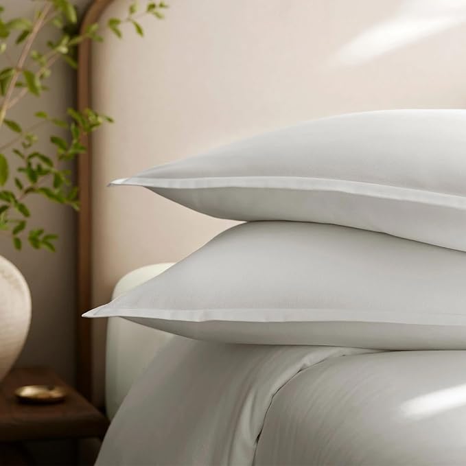BOLL & BRANCH Flannel Duvet Set - King/Cal King, White - Luxury 100% Organic Cotton - 1 Duvet Cover, 2 Shams - Velvety Soft, Warm & Breathable Weave