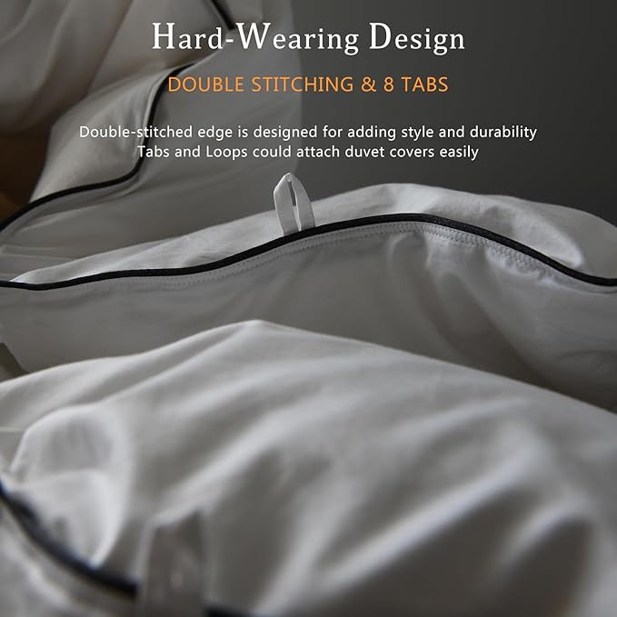 Luxury White Down Fiber Comforter Oversized King Size - Down Fiber Duvet Core for All Seasons - Hotel Collection Medium Warmth Duvet Insert - Fluffy and Cozy (120 X 98”)