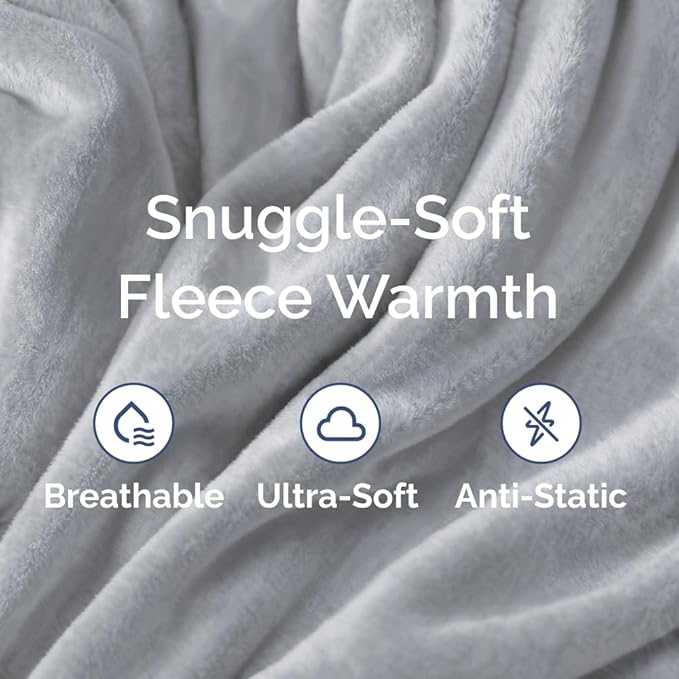 Ultra Soft Fleece Blanket King Size - Flannel Fleece Luxury King Blanket - Lightweight for Couch Bed Chair - Thick, Warm and Breathable - All Season Cozy Fuzzy, Anti-Static Microplush Bedding, Grey