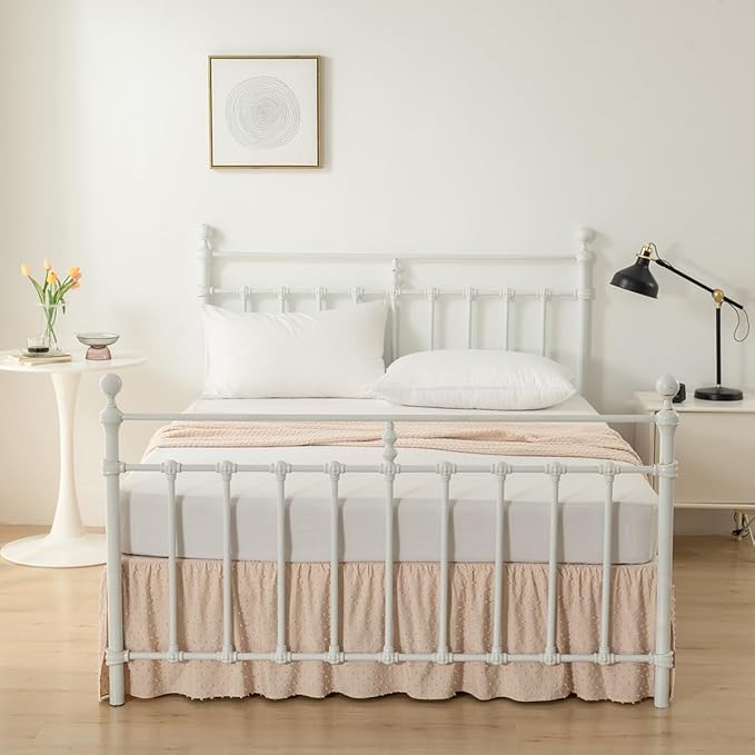 Tufted Dot Bed Skirt Queen Size,Ruffled Bed Skirt with Split Corners, Queen Bed Skirt 18 Inch Drop, Boho Queen Size Bed Skirt Camel for Ruffled Bed Skirt with Split Corners, Bed Skirt Queen Size