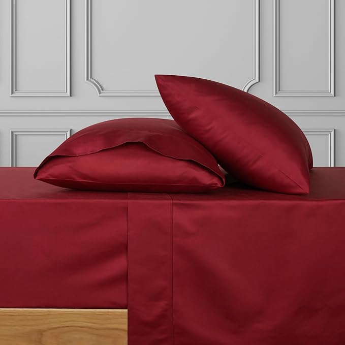 URBANHUT 700 Thread Count Egyptian Cotton Full Sheets, 4Pc Sheet Set Soft Luxury Bed Sheets for Full Size Bed, Sateen Weave Hotel Sheets, 14'' Elasticized Deep Pocket - Burgundy
