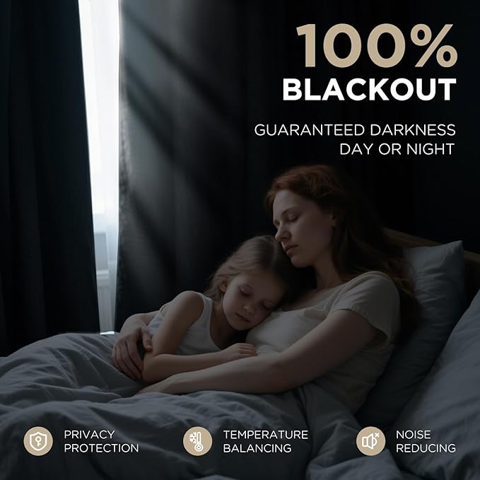 Joydeco Black 100% Blackout Curtains 90 Inch 2 Panels, Luxury Thermal Insulated Black Velvet Curtains for Bedroom Living Room, Soundproof Blackout Window Drapes, Rod Pocket & Back Tab (42W x 90L)