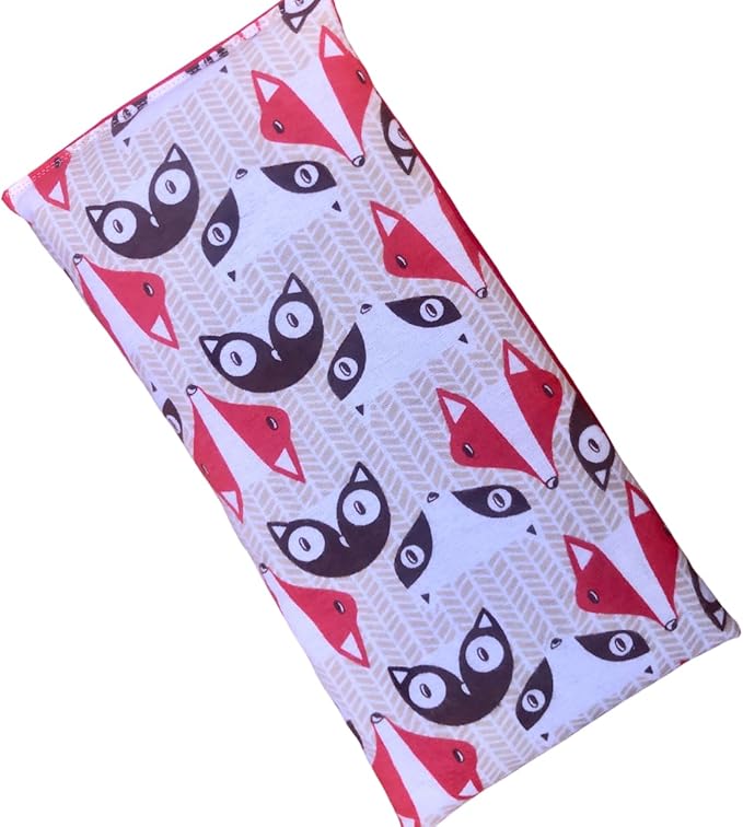 Microwave Heating Pad Filled with Flax Seed and Choice of Dried Herbs, Herbal Cold Pack, Good Size for Back Pain and Cramps, Hot and Cold Therapy, 6" x 12" (Red Fox, Lavender & Peppermint)