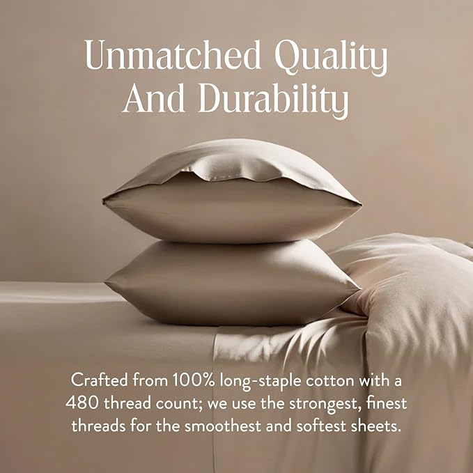 Brooklinen Luxury Sateen Duvet Cover Set - 100% Cotton, Full/Queen Size in Pebble - Includes 1 Duvet Cover and 2 Standard Pillowcases - Best Full/Queen Duvet Covers
