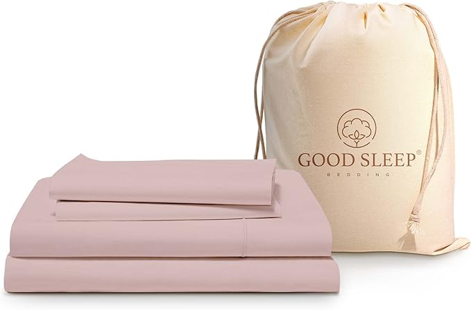 Good Sleep Bedding California King Sheet Sets - 100% Egyptian Cotton Sheets California King Size, 4Pc, Cal King Sheet Set, Soft Sateen Weave, 16" Deep Pocket California King Sheet Set - Blush