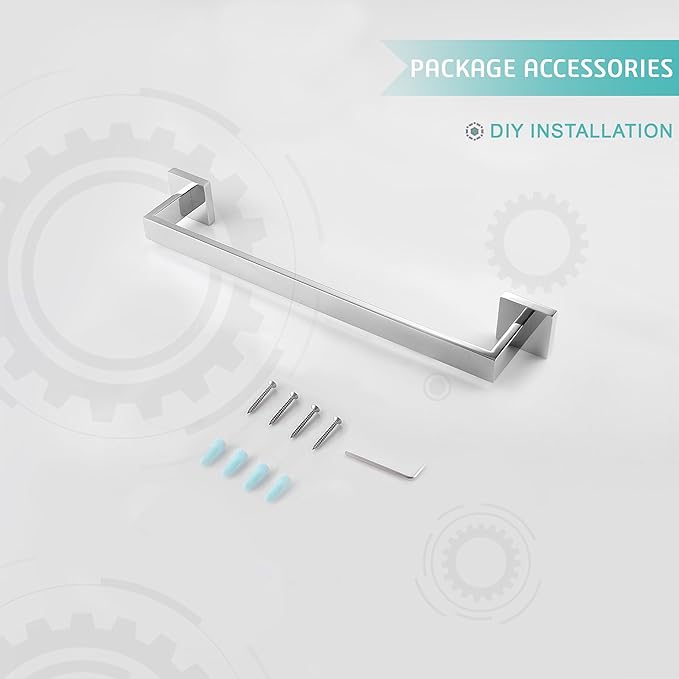 LANC 16-Inche Chrome Towel Bars for Bathroom Wall Mounted, Total-18 Hand Towel Holder Silver Towel Racks Stainless Steel Towel Rods for Bathroom Lavatory Towel Hanger, Polished A8804CP-4P1