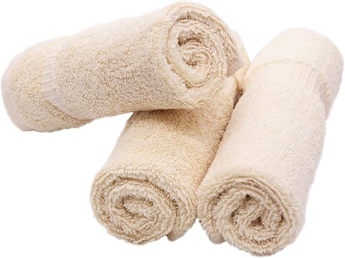 Luxury Hotel & Spa Collection, 100% Turkish Cotton 700 GSM Cloth, for Body wash, Makeup Remover & Facial Cleaning, Baby, face, Dobby Border Soft washcloths Towel Set 13" X 13", Beige, Set of 6