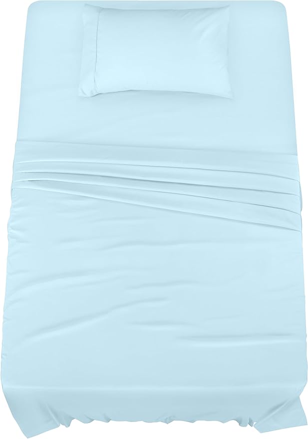 Utopia Bedding Twin Sheet Set – 3 Piece Bed Sheets for Twin Size Bed, Soft and Breathable Microfiber, Includes 1 Fitted Sheet, 1 Flat Sheet and 1 Pillowcase (Ice Blue)