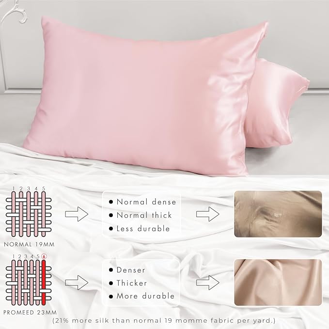 PROMEED Natural 23mm Silk Toddler Pillow Cases 13 x 18 with Hidden Zipper, Both Sides Oeko-TEX Certified Real Mulberry Silk Pillowcase Toddler/Travel Size (Toddler/Travel-13 x18, Pink)