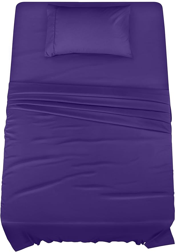 Utopia Bedding Twin Sheet Set – 3 Piece Bed Sheets for Twin Size Bed, Soft and Breathable Microfiber, Includes 1 Fitted Sheet, 1 Flat Sheet and 1 Pillowcase (Egg Plant)