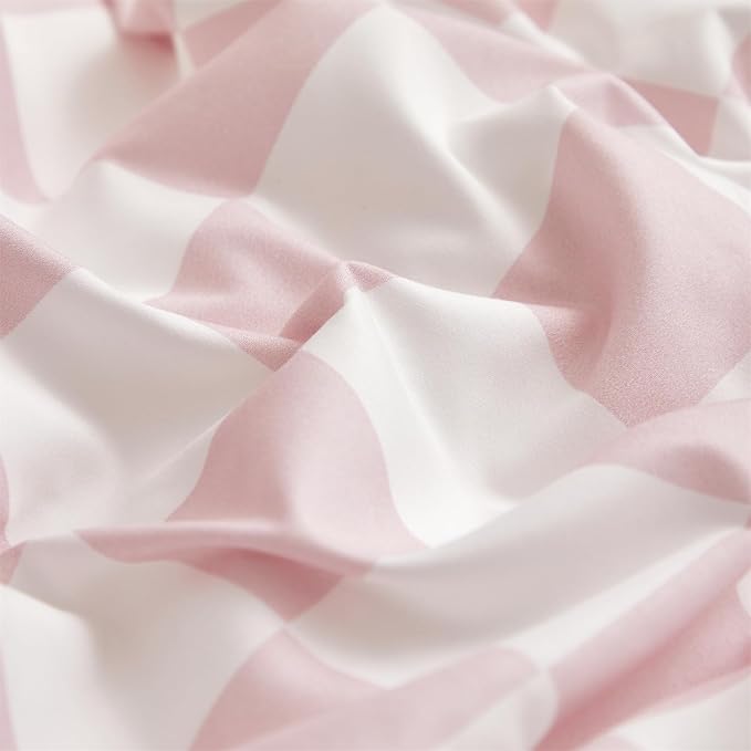 KAREVER Pink White Grid Comforter Set Cal King Pink Plaid Bedding Set Women Pink White Checkered Bed Blanket Set Men Durable Breathable Bedding Comforter Set