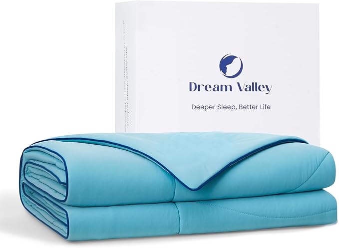 Dream Valley® Outlast® Deepsleep Cooling Comforter, Twin Size, NASA-Grade Space Technology Cooling Blanket for Hot Sleepers Night Sweats, Q-Max > 0.45 Aerocool™ Breathable, Dream Blue, 68"x90"