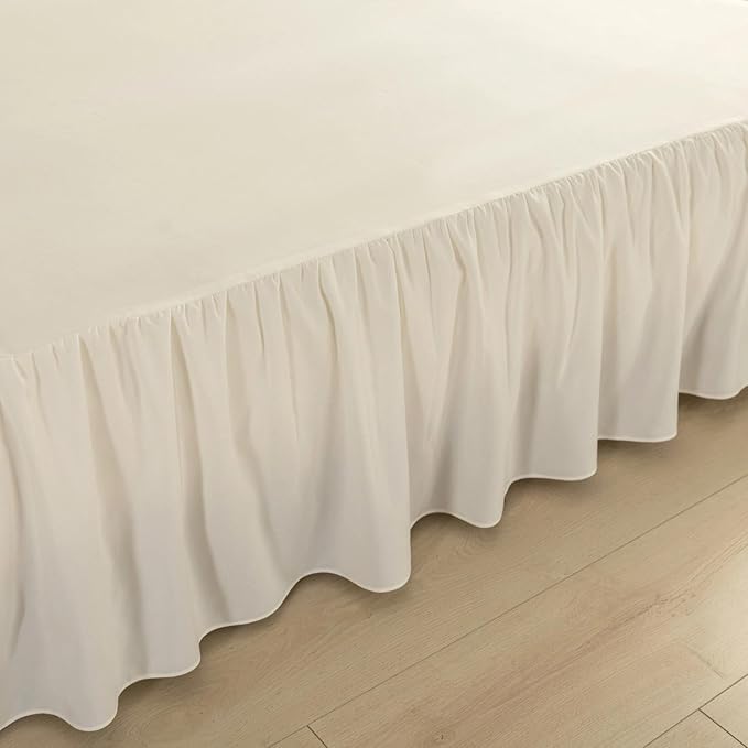 Bed Skirt Queen Size Ruffled Bed Skirt with Split Corners, Queen Bed Skirts 14 Inch Drop with Platform, 14'' Queen -Ivory