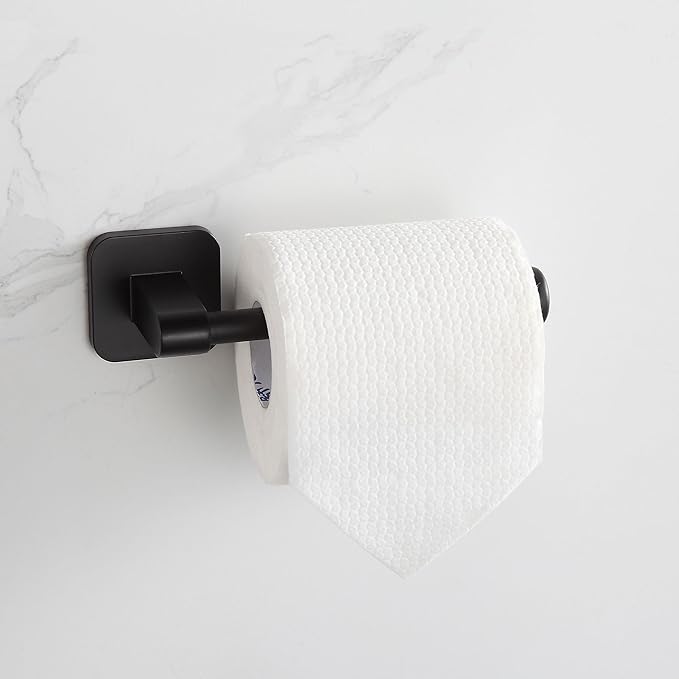 Bathroom Accessories Set, 4 Pieces Bathroom Hardware Set, 24 inch Towel Bar, Towel Racks, Robe Towel Hooks, Toilet Paper Holder Wall Mounted Or Self-Adhesive,Stainless Steel and Plastic (Gray)