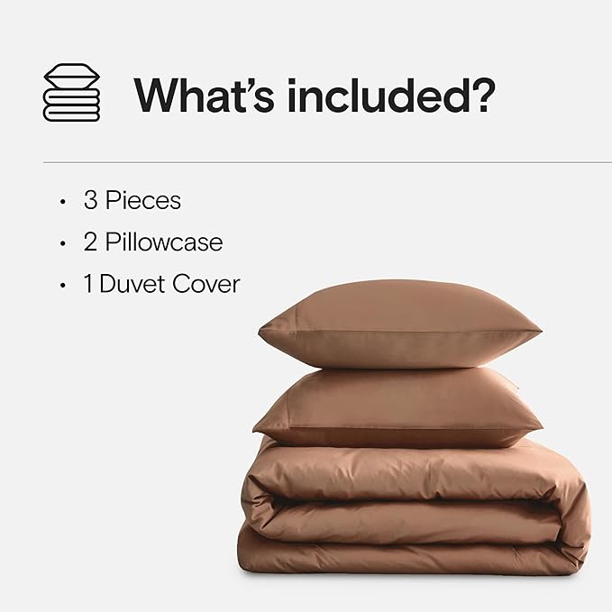 DOZ Duvet Cover Set, 100% Viscose derived from Bamboo, Organically Grown, Buttery Soft, Cooling Duvet Covers, High GSM, 1 Duvet Cover and 2 Pillowcases, 90"x90" (Clay, Full/Queen)