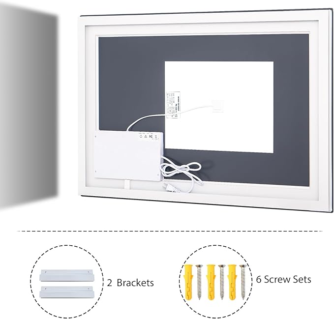 VooBang Bathroom Mirror with Lights 47 x 47 inches - 3 Adjustable Lighting Modes LED Bathroom Vanity Mirror, Anti-Fog, Memory Function, Tempered Glass, Wall Mounted Horizontally Vertically