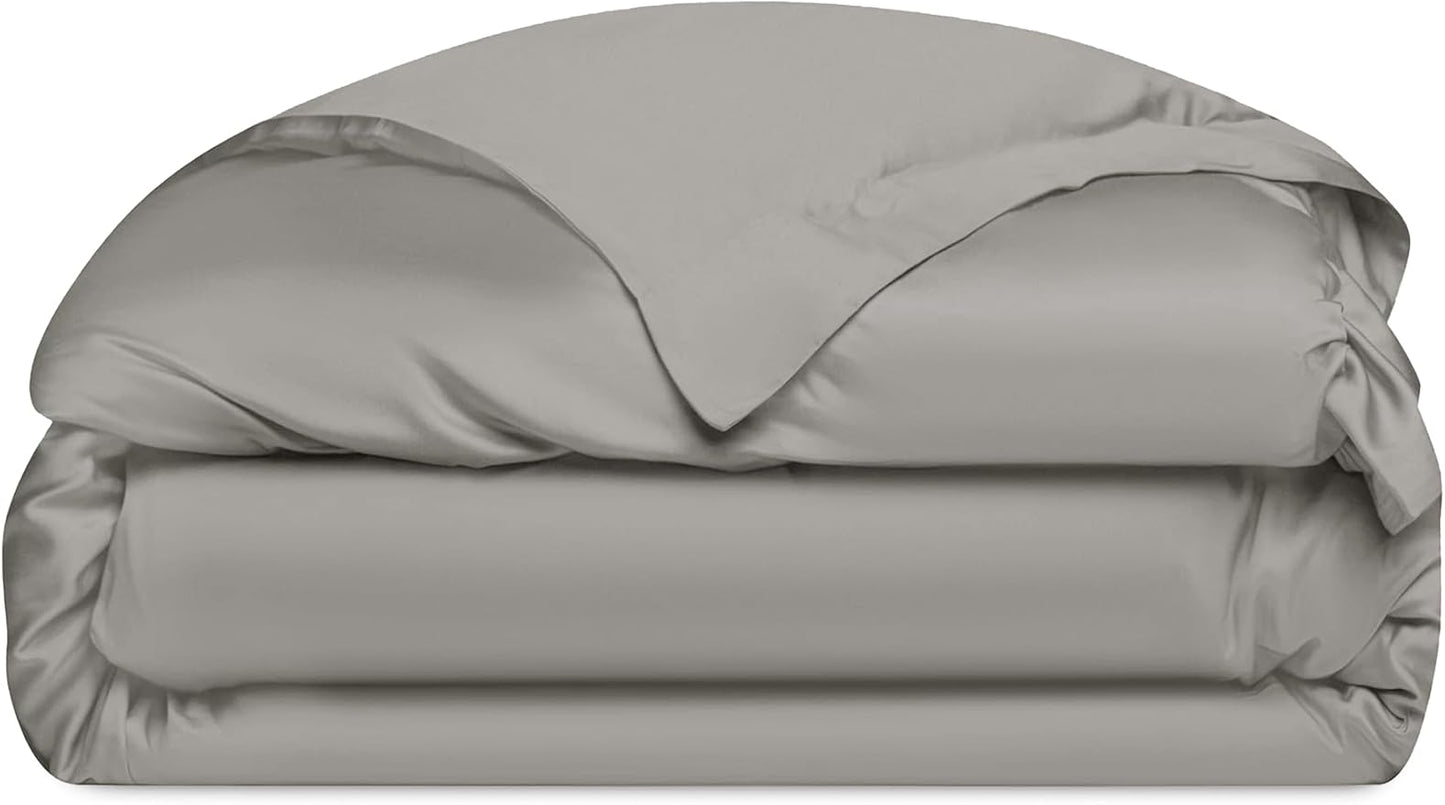 Cozy Earth Luxury Duvet Cover Queen - 100% Viscose from Bamboo - Ultra-Soft, Cooling & Lightweight Duvet Cover - Temperature-Regulating Bedding with Concealed Zip & Interior Snap Closures - Dove Grey