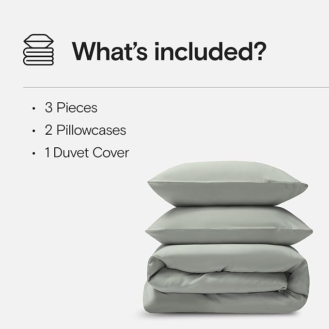 DOZ Duvet Cover Set, 100% Viscose derived from Bamboo, Organically Grown, Buttery Soft, Cooling Duvet Covers, High GSM, 1 Duvet Cover and 2 Pillowcases, 90"x90" (Sage, Full/Queen)