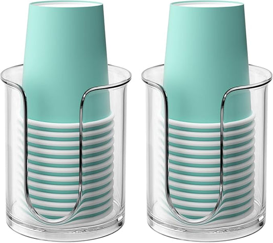 Bathroom Cup Dispenser 5 oz Countertop,2 Pack Mouthwash Cup Holder for Bathroom,PC Small Disposable Cup Holder for 5oz Paper Cups and Mouthwash Cups