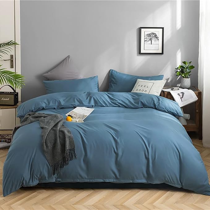 KAREVER Lake Blue Comforter Set Twin Solid Blue Bedding Quilt Set Boys Bright Blue Blanket Set for Kids Teens Lightweight Breathable Durable Women Bed Comforter Set