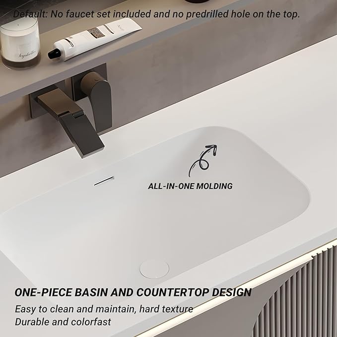 Double Bathroom Vanity with Sink, 100IN Floating Bathroom Vanity Set with LED Smart Defogging Mirror Cabinet and Open Shelf, Oak Wood Bathroom Cabinet with Two Drawers and Bottom Open Storage (Grey)