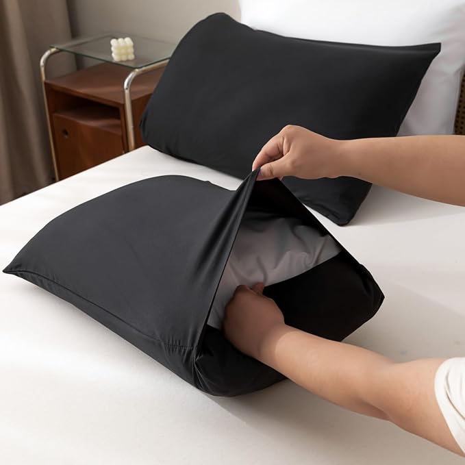 ROSGONIA Comforter Full Size Black for Girls Boys Teens, 3pcs (1 Boho Comforter & 2 Pillowcases), Lightweight Dorm Bedding Soft All Season Bed Set