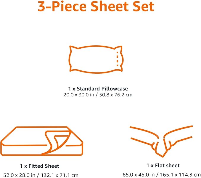 Amazon Basics 3 Piece Bed Sheets Set, 100% Cotton Jersey, Includes Super Soft, Flat and Fitted Sheets, Pillowcase, Toddler, Light Gray, Solid