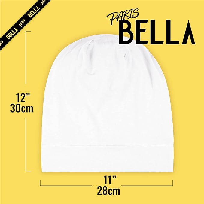 Satin Lined Sleep Cap Bonnet for Curly Hair and Braids, Stay On All Night Hair Wrap with Adjustable Strap for Women and Men, White, Pack of 1