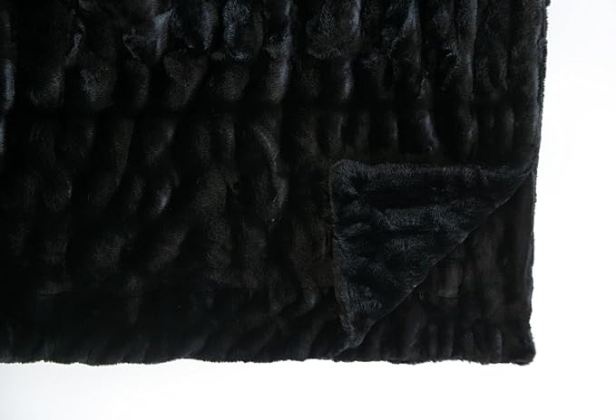 Minky Couture Hugs Blanket - Extra Plush Blanket for Premium Gifting - Stretchy Bubbled Cozy Throw - Silky Smooth - Durable & Machine-Washable - Travel-Friendly - Monster, Black