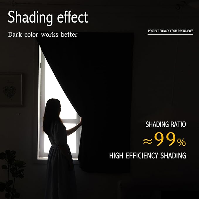 Self Adhesive Curtains, Black Out Shade for Window, Blackout Fabric Temporary Window Coverings Easy to Hang Curtains No Rod Needed, Use for Bedroom, Room, Kitchen, 35" W X 71" L, Lake Blue, 1 Panel