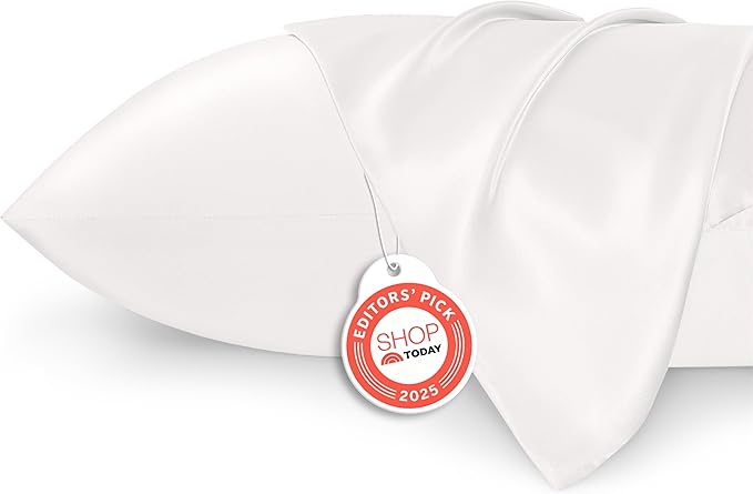 Bedsure Satin Pillowcase 2 Pack Similar to Silk Pillow Cases Standard Size, Pillow Case for Sleeping Women with Envelope Closure, Gifts for Women Men, Ivory, 20x26 Inches, 2pcs