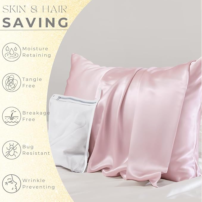 PROMEED Natural 23mm Silk Toddler Pillow Cases 13 x 18 with Hidden Zipper, Both Sides Oeko-TEX Certified Real Mulberry Silk Pillowcase Toddler/Travel Size (Toddler/Travel-13 x18, Pink)