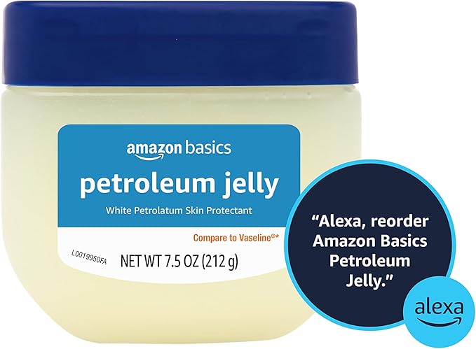 Amazon Basics Petroleum Jelly White Petrolatum Skin Protectant, Unscented, 7.5 oz, 4-Pack, (Previously Solimo)