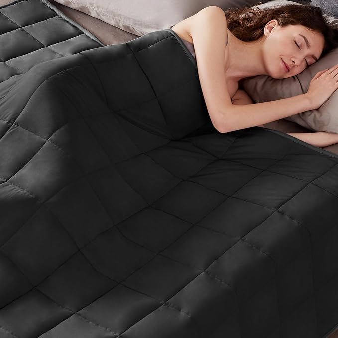 Weighted Blanket Queen Size (60"x80" 15lbs),Ultra Soft and Cozy Cooling Weighted Blanket Queen Size for Adult,Heavy Blanket with Machine Washable Soft Blanket, Black