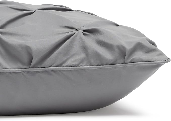 Amazon Basics 2 Piece Soft, Lightweight Down-Alternative All-Season Comforter and Bedding Set, Pinch Pleat, Twin/TwinXL, Dark Grey
